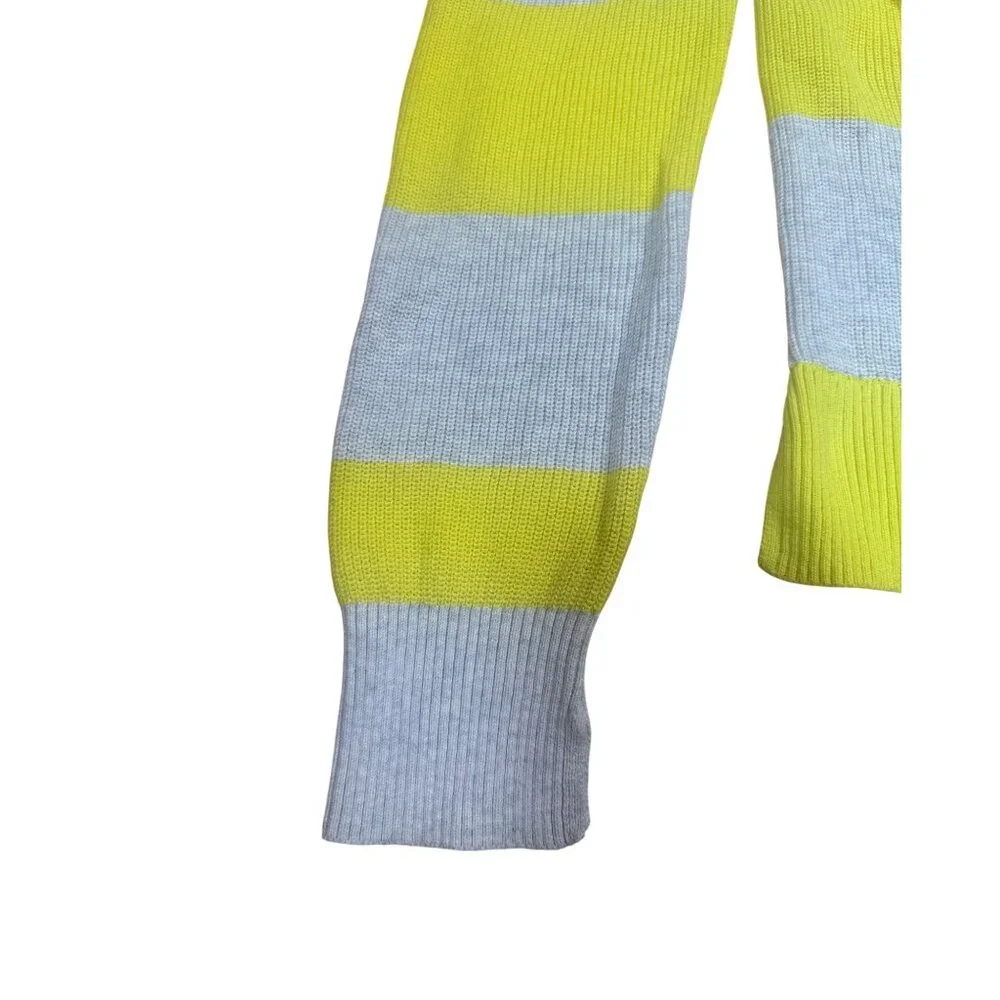 French Connection Striped Sweater Gray Yellow Orange Cotton Size M - Picture 5 of 7